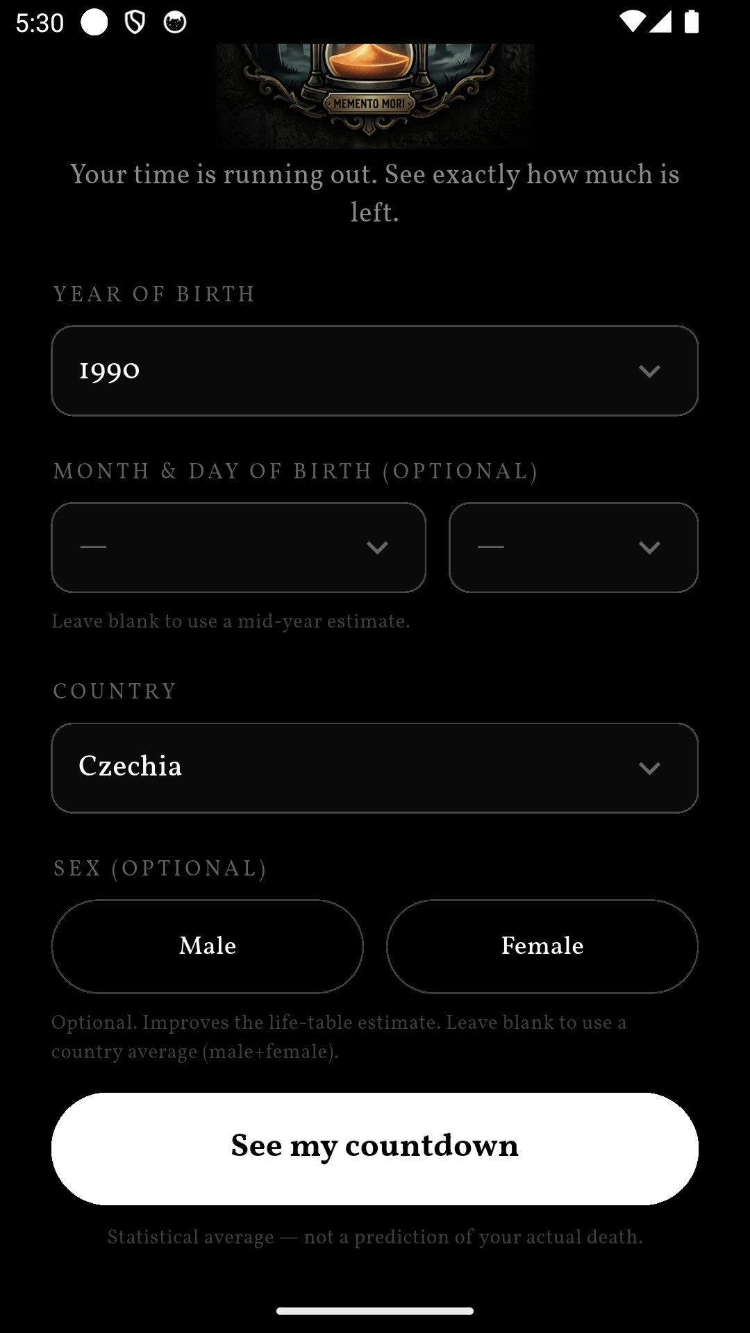 Profile: sex is optional