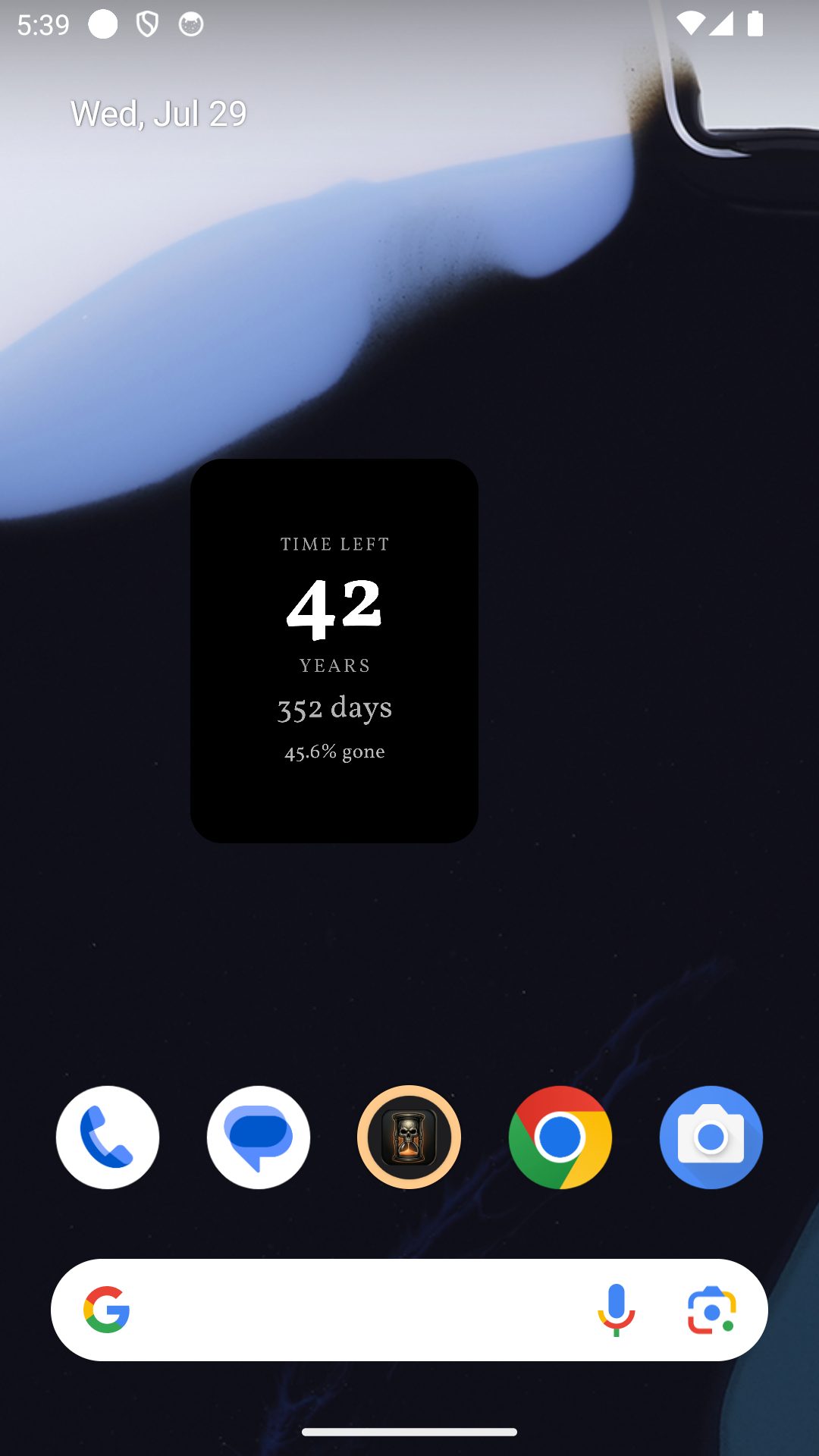 Home-screen widget with years and days